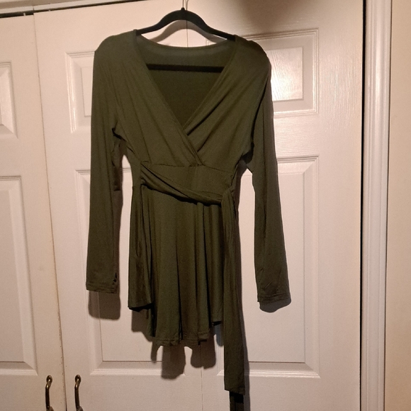 Tops - Olive Green Wrap Top Or Dress